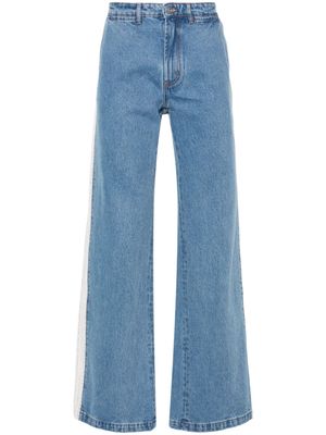 Wales Bonner crochet-panel wide-leg jeans - Blue