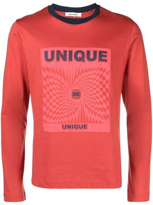 Wales Bonner graphic-print long-sleeve T-shirt - Red