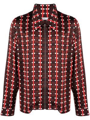 Wales Bonner graphic-print zipped shirt - Brown