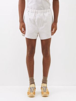 Wales Bonner - Horizon Checked Cotton Shorts - Mens - Ivory Multi