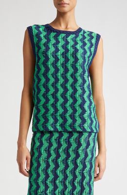 Wales Bonner Isle Sweater Vest in Green And Navy
