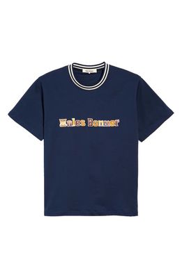 Wales Bonner Logo Embroidered Organic Cotton T-Shirt in Navy