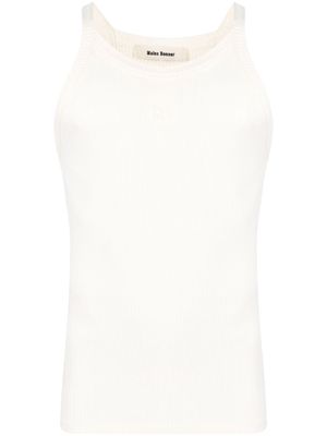 Wales Bonner logo-embroidered ribbed tank top - White