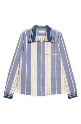Wales Bonner Men's Atlantic Stripe Organic Cotton Jacket in Blue/White