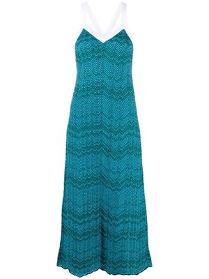 Wales Bonner Palm chevron-knit midi dress - Blue