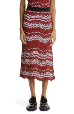 Wales Bonner Palm Motif Sweater Knit Midi Skirt in White And Red