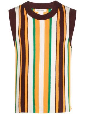 Wales Bonner Scale striped knitted vest - Brown