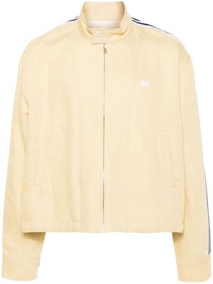 Wales Bonner stripe-detail embroidered-logo jacket - Neutrals