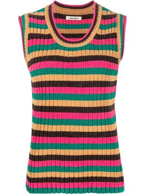 Wales Bonner striped ribbed-knit top - Pink