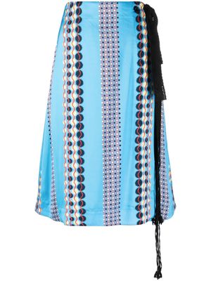 Wales Bonner tie-fastening geometric print skirt - Blue