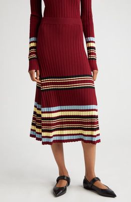 Wales Bonner Wander Knit Skirt in Red Yellow And Blue