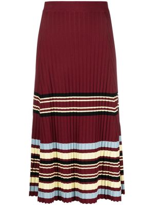 Wales Bonner Wander pleated knitted midi skirt - Red