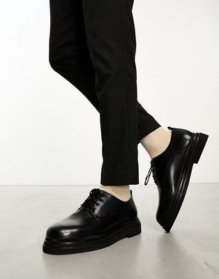 Walk London Brooklyn derby shoes in black leather-Brown