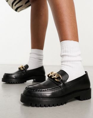 Walk London Clara chain loafers in black leather