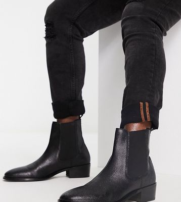 Walk London dalston cuban heeled chelsea boots with in black snake leather