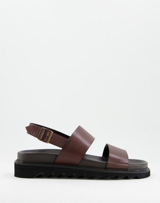 Walk London Jaws backstrap chunky sandals in brown leather