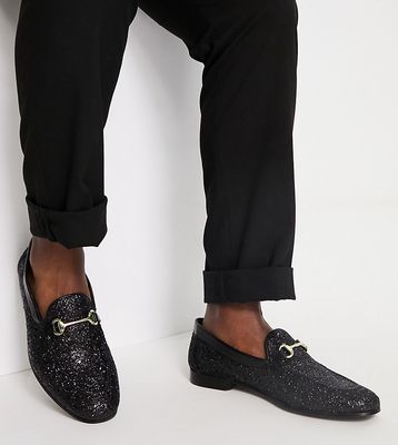 Walk London jean snaffle loafers in black glitter