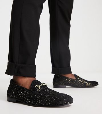 Walk London jean snaffle loafers in black sparkle