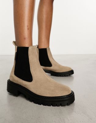 Walk London Marina chelsea boots in taupe leather-Neutral