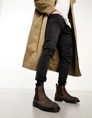 Walk London Marino chelsea boots in brown suede