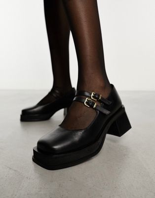 Walk London Mary janes in black leather