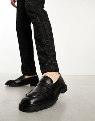 Walk London Milano loafers in black leather-Red