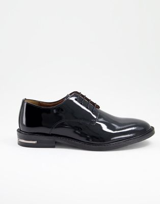 Walk London Oliver derby shoes in patent black leather