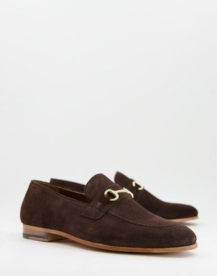 Walk London Terry snaffle loafers in brown suede
