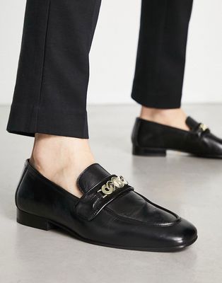 Walk London Woody chain loafers in black leather