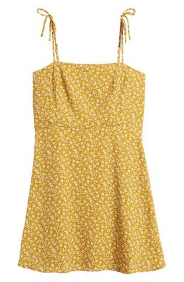 Walking on Sunshine Kids' Tie Strap Fit & Flare Dress in Yellow Floral