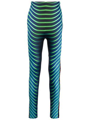 Walter Van Beirendonck Alien Bike graphic-striped leggings - Blue