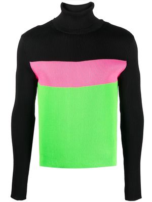 Walter Van Beirendonck colour-block roll-neck jumper - Pink