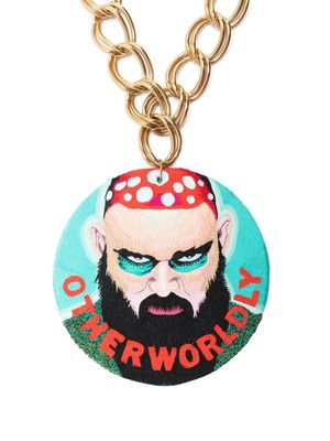 Walter Van Beirendonck embroidered pendant chain necklace - Gold