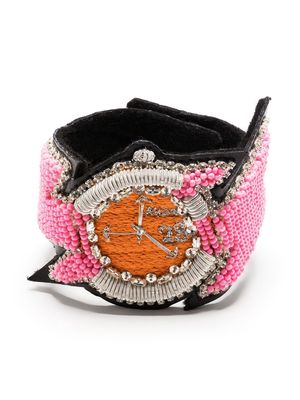 Walter Van Beirendonck embroidered watch bracelet - Pink