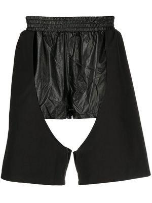 Walter Van Beirendonck Glossy layered cut-out shorts - Black