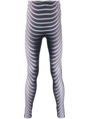 Walter Van Beirendonck graphic-print striped leggings - Grey