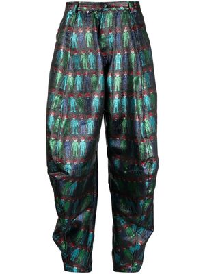 Walter Van Beirendonck graphic-print tapered-leg trousers - Blue