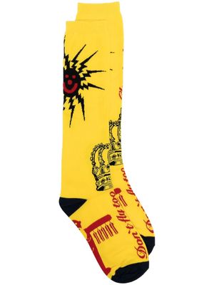 Walter Van Beirendonck illustration-style print socks - Yellow
