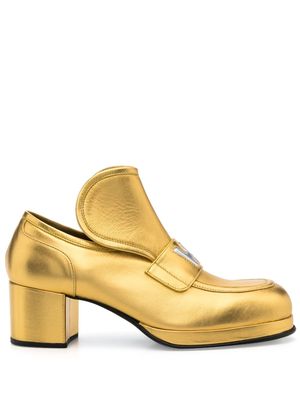 Walter Van Beirendonck Love 65mm mid-block-heel loafers - Gold