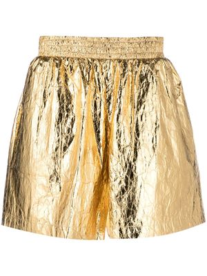 Walter Van Beirendonck metallic-effect elasticated-waist shorts - Gold
