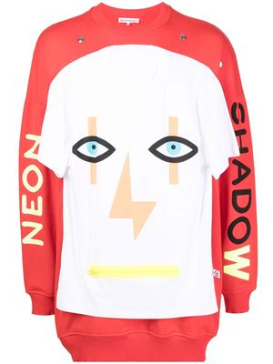Walter Van Beirendonck Neon Shadow oversized sweatshirt - Red