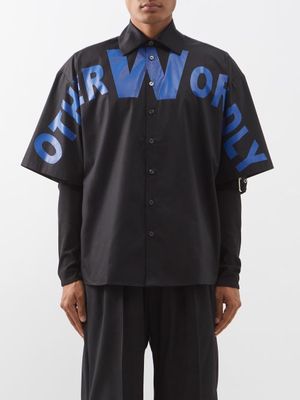Walter Van Beirendonck - Other Worldly-print Cotton-poplin Shirt - Mens - Black Blue