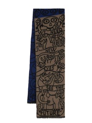 Walter Van Beirendonck patterned-intarsia wool scarf - Multicolour