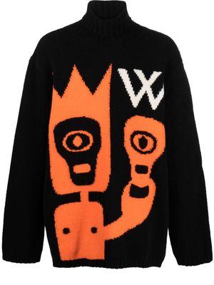 Walter Van Beirendonck Skull intarsia-knit wool blend jumper - Black