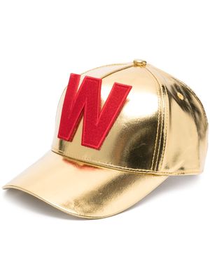 Walter Van Beirendonck W-appliqué metallic cap - Gold