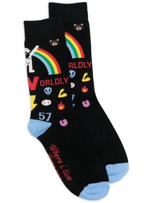 Walter Van Beirendonck wool rainbow socks - Black