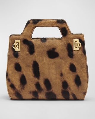 Wanda Mini Cheetah Calf Hair Top-Handle Bag