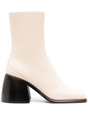 Wandler 80mm square-toe leather boots - Neutrals