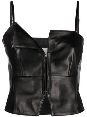 Wandler Clio leather cropped top - Black