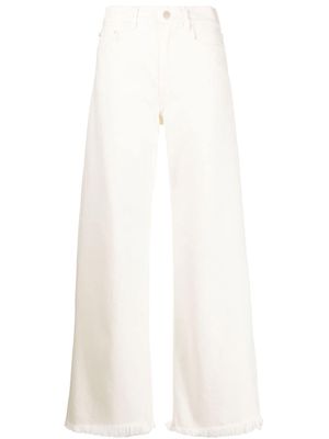 Wandler frayed-hem organic-cotton wide-leg trousers - Neutrals